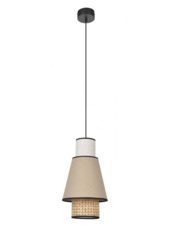Suspension Singapour S ou XS Nude en lin et cannage, Market Set | MBS Design