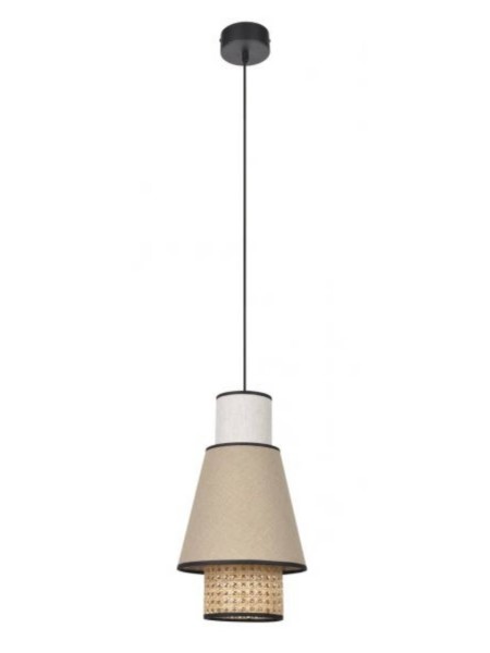 Singapore Nude S or XS Hanging lamp in washed linen and wickerwork, Market Set  | MBS Design