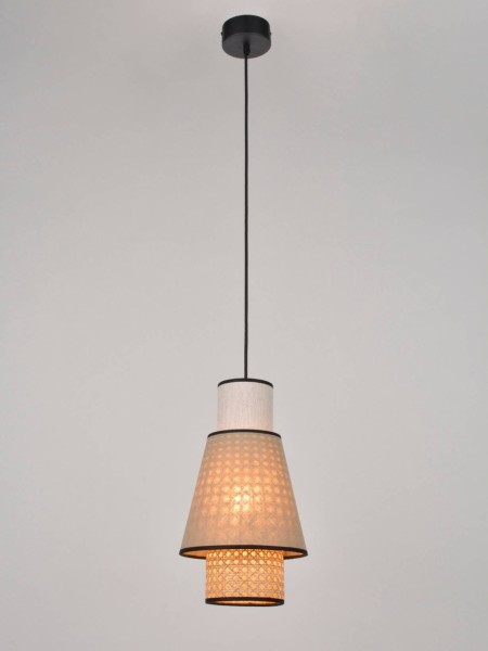 Singapore Nude S or XS Hanging lamp in washed linen and wickerwork, Market Set  | MBS Design