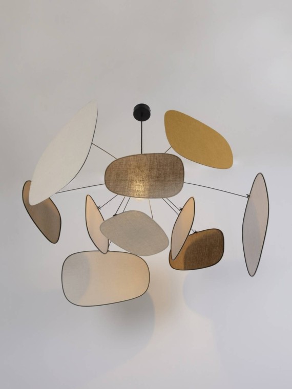 Pendant lamp in linen 10 screens, Screen 70's Market Set