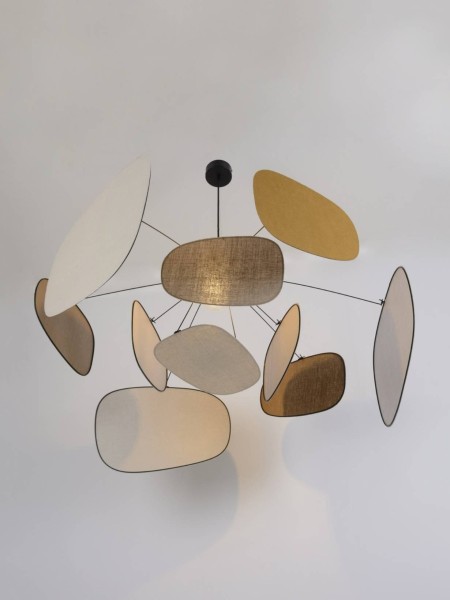 Pendant lamp in linen 10 screens, Screen 70's Market Set