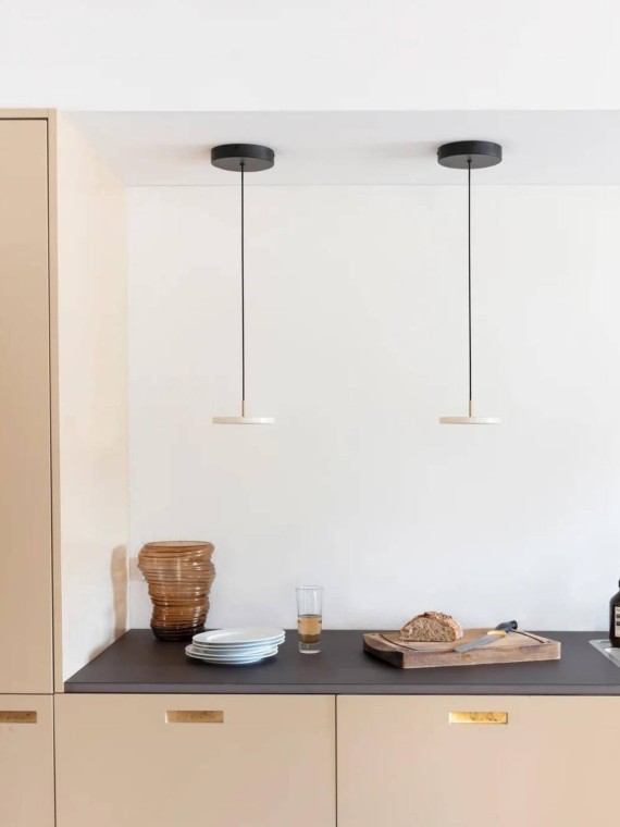 Pendant lamp Asteria Micro in steel, white pearl, Umage