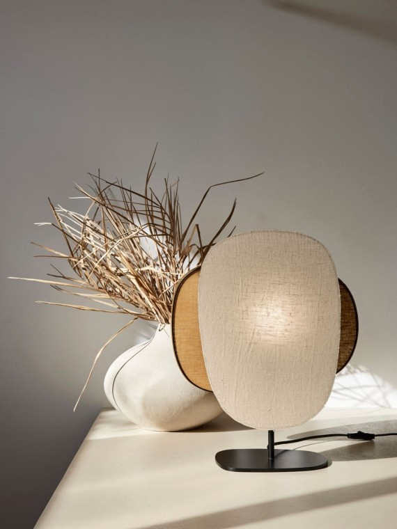 Lamp base, Screen 70's of two linen screens, Market Set