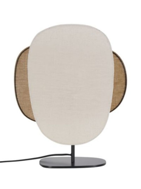 Lampe à poser Screen 70's deux écrans en lin Curry Bouleau Market Set