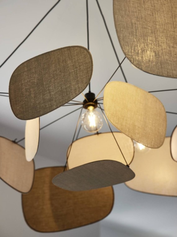 Suspension en lin Screen 70's 4 lumières, Market Set | MBS Design