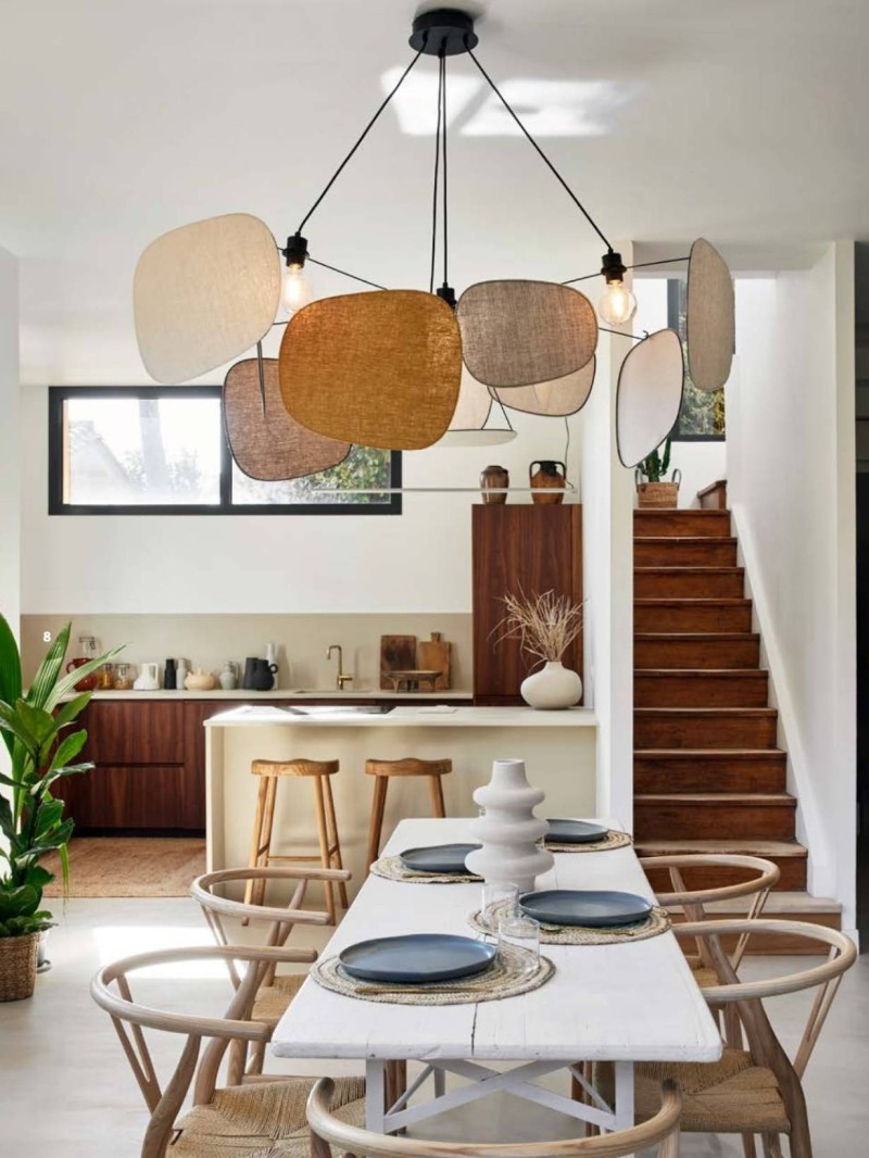 Linen pendant lamp, Screen 70's 4L Market set