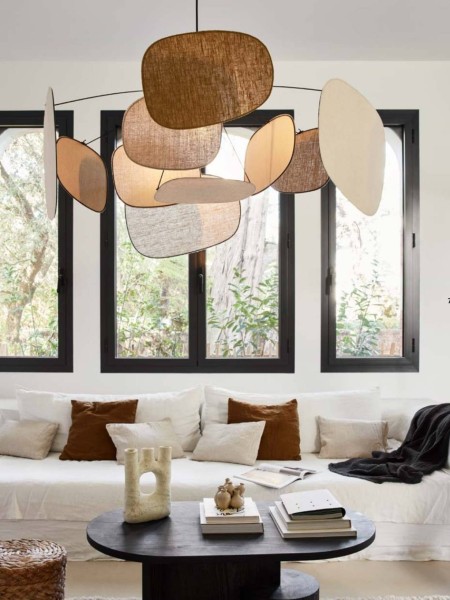 Pendant lamp in linen 10 screens, Screen 70's Market Set