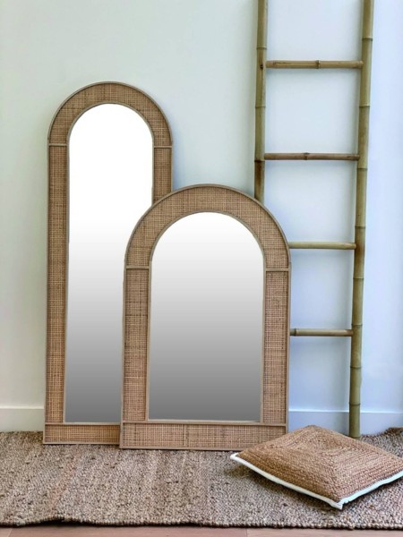Lulu mirror in natural woven rattan, Opjet