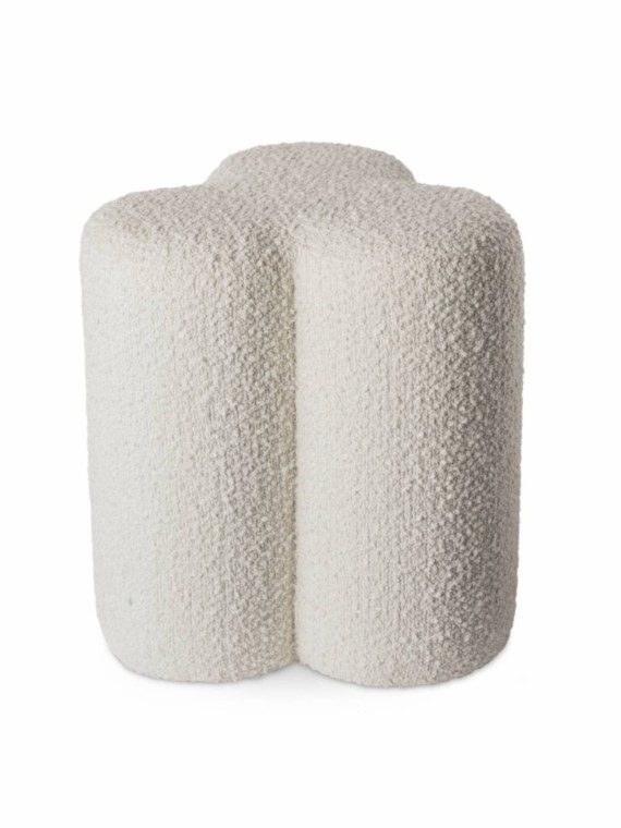 Tabouret en tissu bouclé, Clover Pols Potten blanc écru
