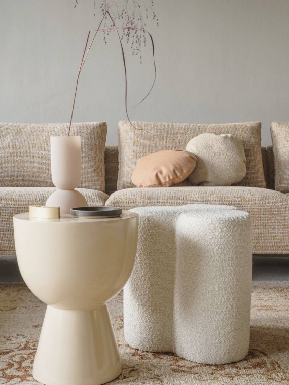 Tabouret en tissu bouclé, Clover Pols Potten blanc écru