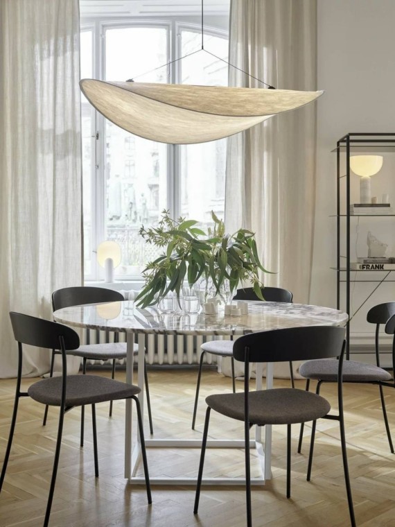 White tyvek suspension, Tense New Works pendant lamp