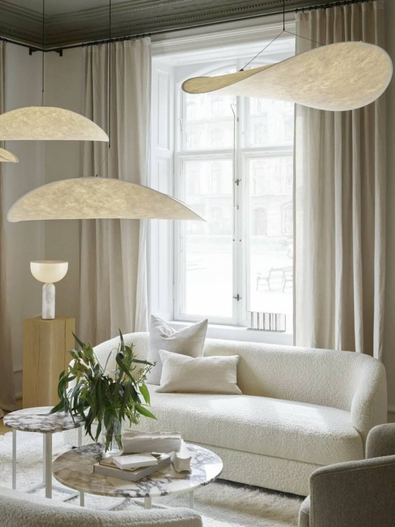 White tyvek suspension, Tense New Works pendant lamp