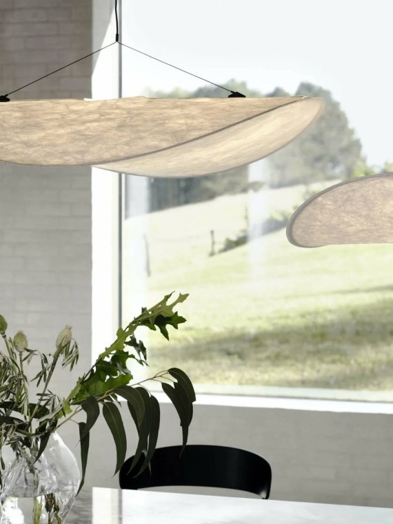 White tyvek suspension, Tense New Works pendant lamp