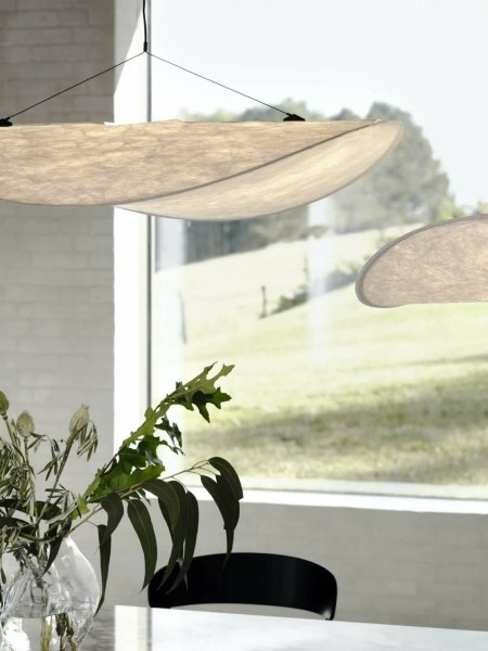 White tyvek suspension, Tense New Works pendant lamp