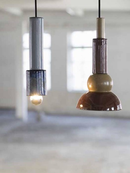 Red stoneware pendant lamp, Anitaº3 Serax