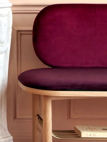 Banc d'appoint en chêne naturel et laiton brossé, Eustache Hartô