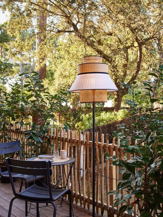 Outdoor floor lamp in sandblasted painted metal, Singapour Market Set