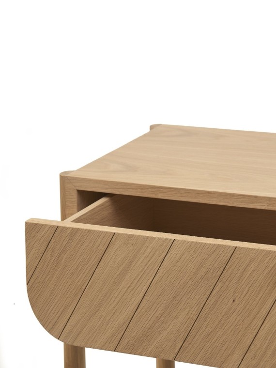 Console en bois naturel avec tiroir, Marius Harto