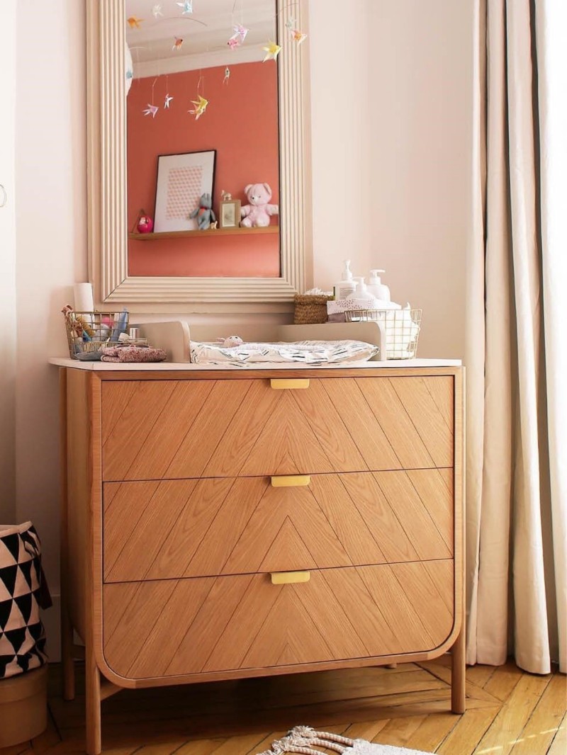 Three-drawer chest of drawers in natural wood, Marius Harto