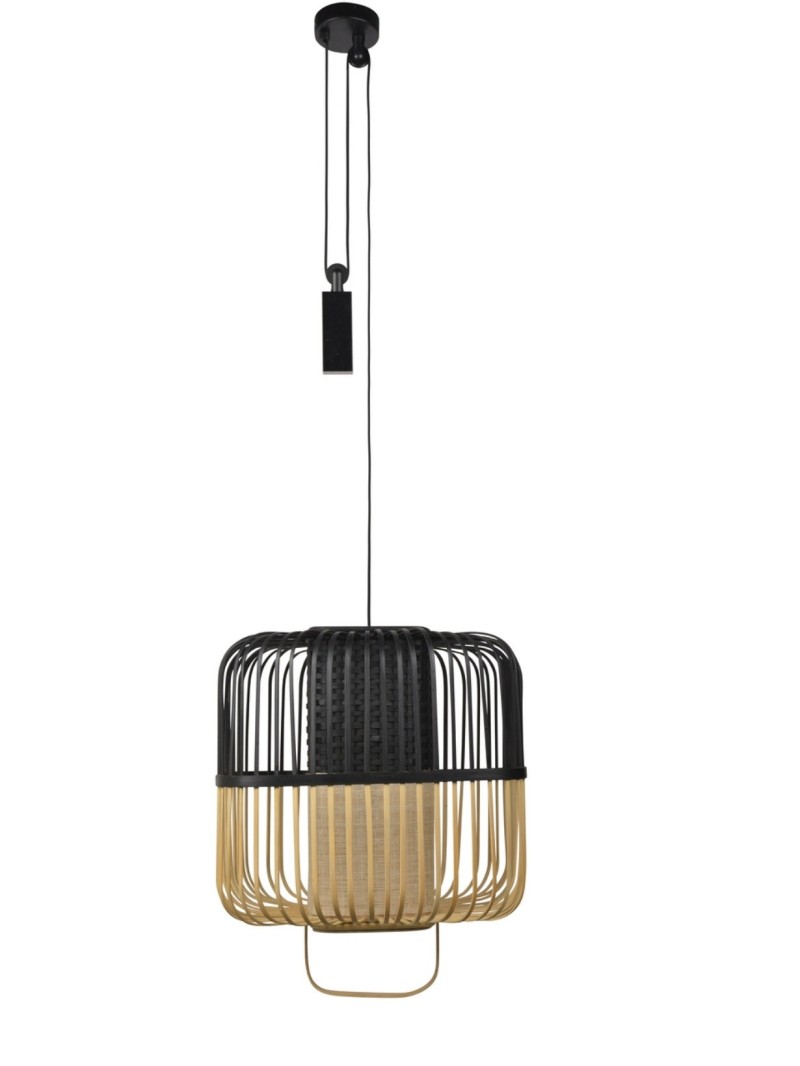 Natural bamboo hanging lamp, Bamboo Square M Forestier