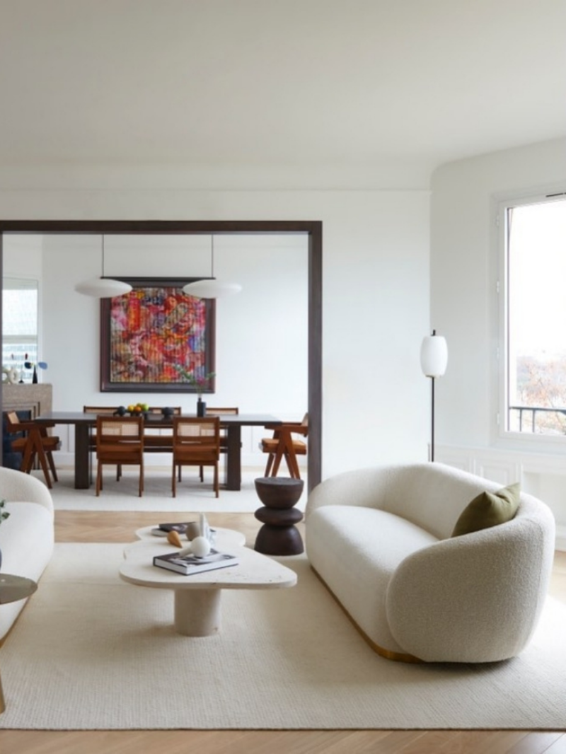 Canapé en bouclé crème Brice Eichholtz