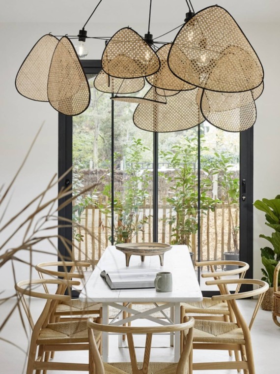 Woven rattan hanging lamp, Screen XXL market set