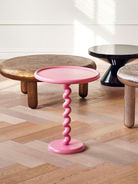 Pink side table, Twister Ø 46 x H 56 Pols Potten