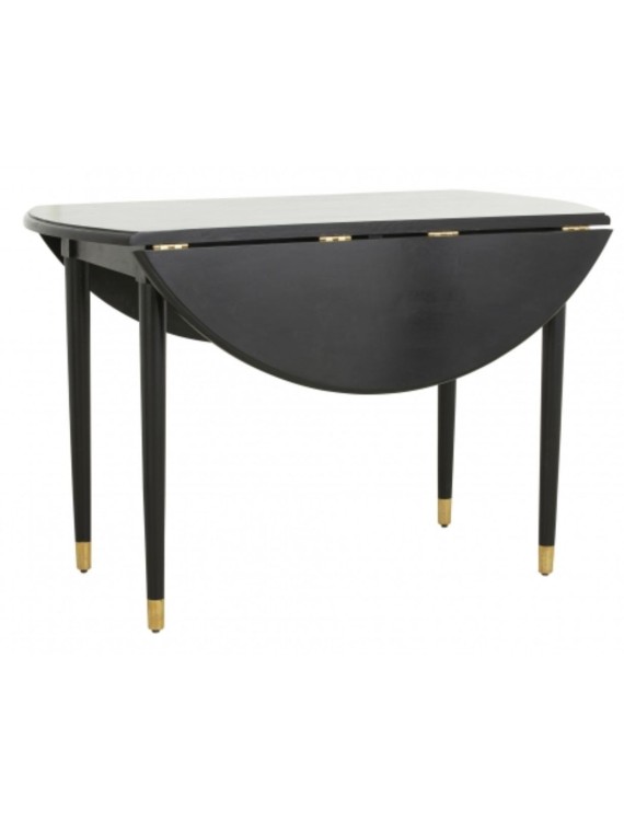Nordal Table ronde pliante en bois noir Ahr