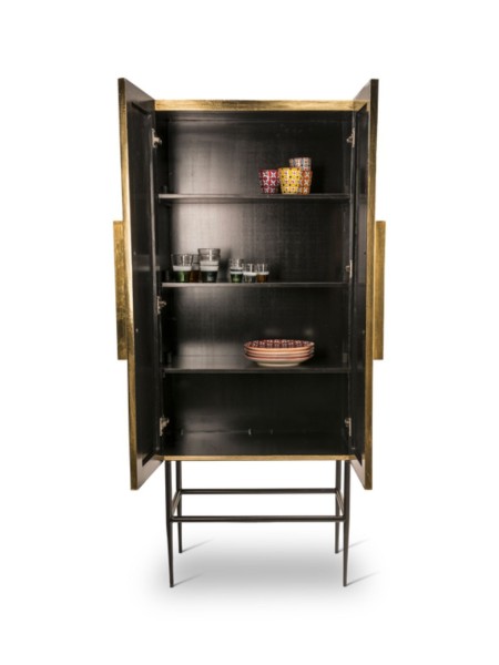 Golden metal cabinet, Ribbel Tall Pols Potten
