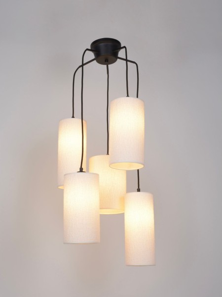 Suspension Grappe en métal et tissu 5 lumières Cosiness 5L Market Set