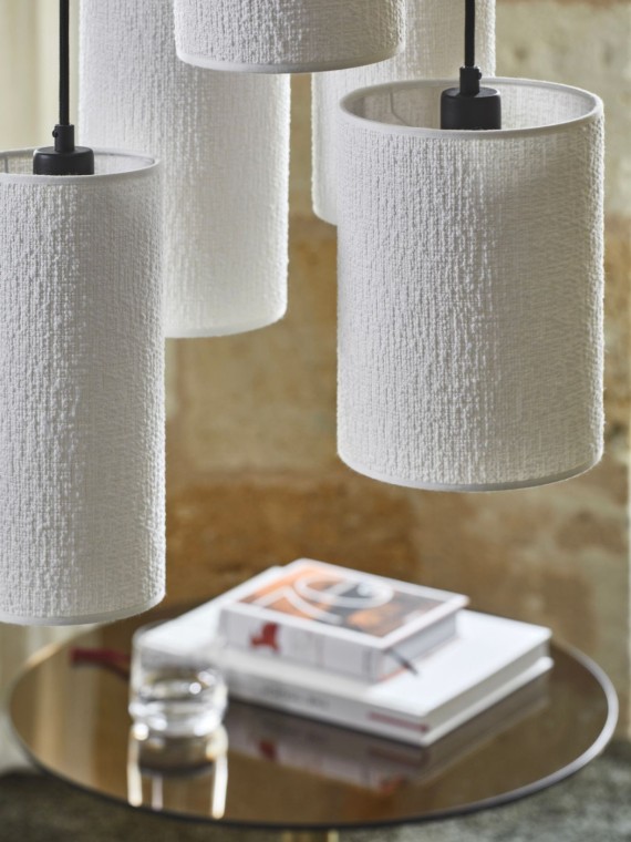 Suspension Grappe en métal et tissu 5 lumières Cosiness 5L Market Set