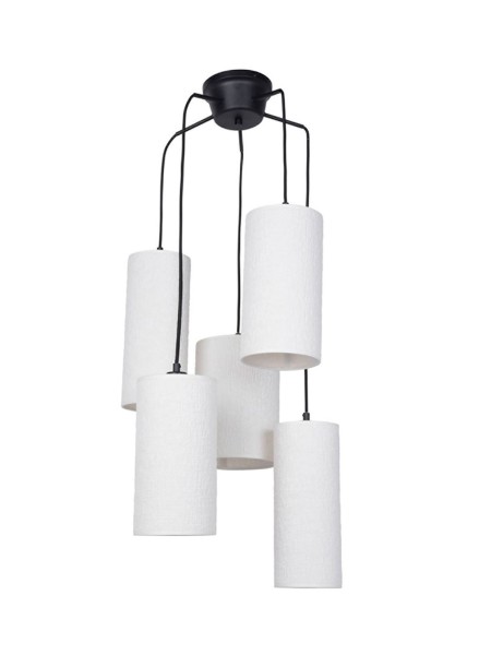 Suspension Grappe en métal et tissu 5 lumières Cosiness 5L Market Set