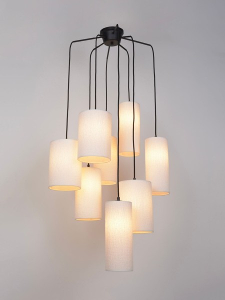 Suspension Grappe en métal et tissu 8 lumières Cosiness 8L Market Set