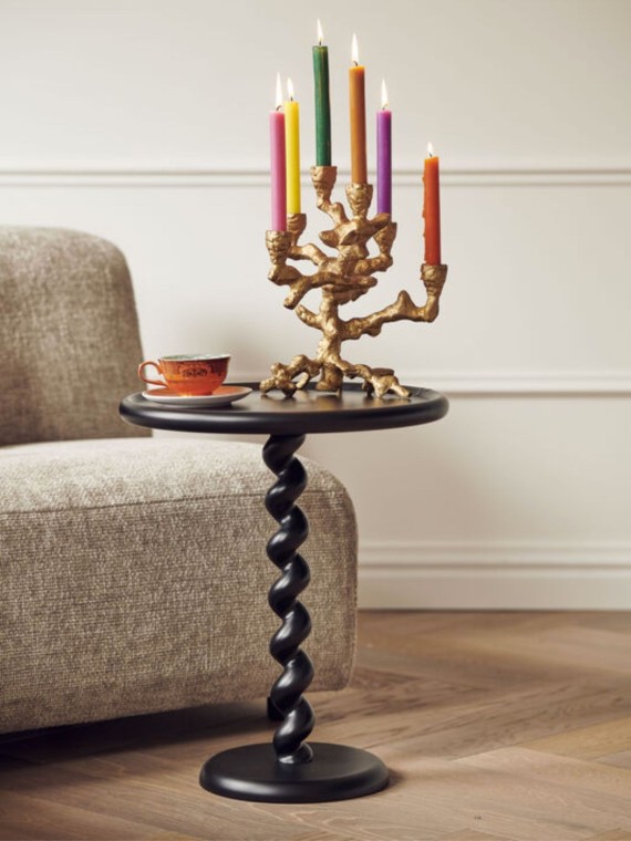 Table d'appoint noir, Twister Ø 46 x H 56 Pols Potten