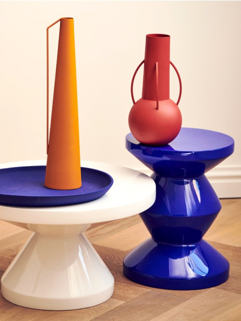 Tabouret laqué bleu foncé, Zig Zag Pols Potten