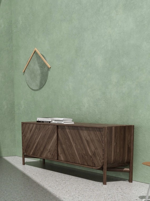 Low sideboard in natural walnut 185 cm, Marius Hartô