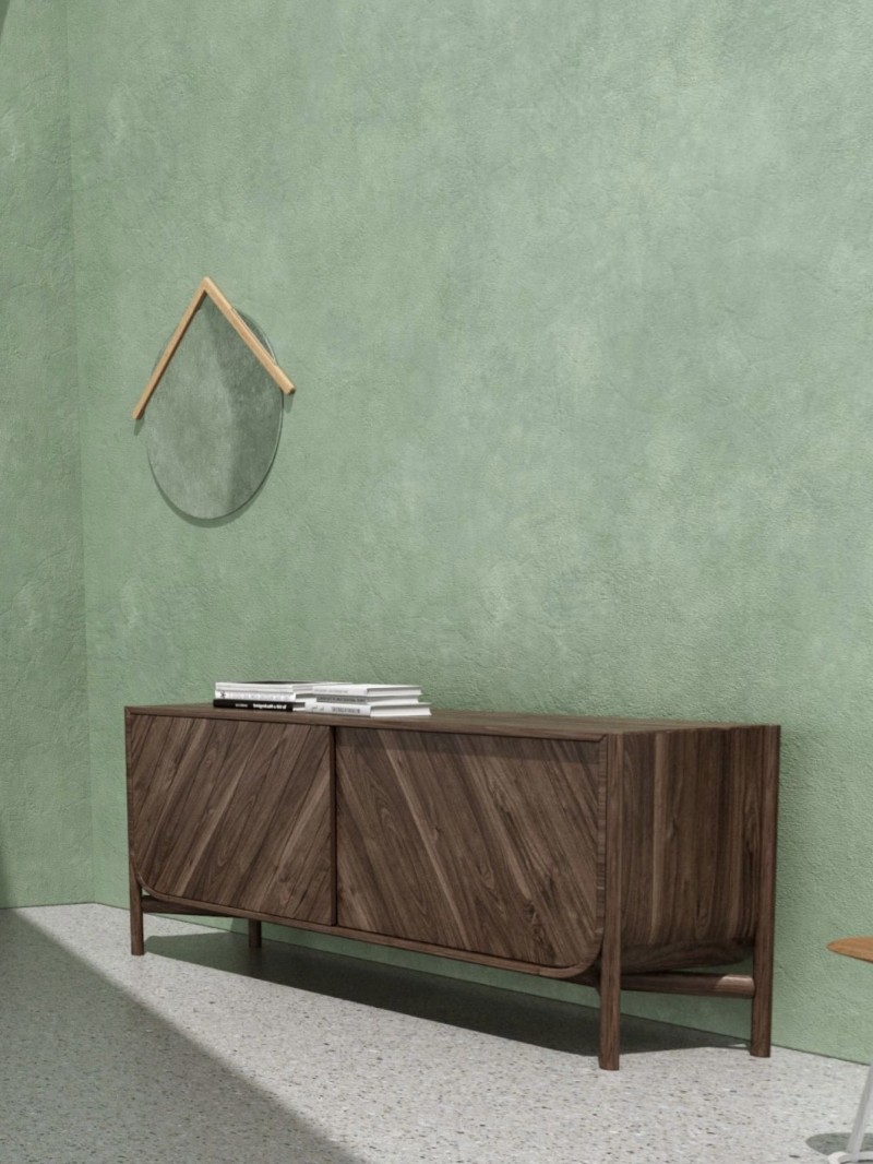 Low sideboard in natural walnut 185 cm, Marius Hartô