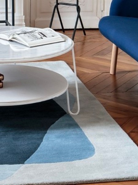 Tapis en laine vert et bleu Serge Harto