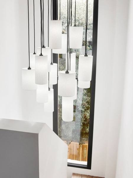 Hanging lamp Grappe in metal and fabric 16 lights Cosiness 16L Market Set