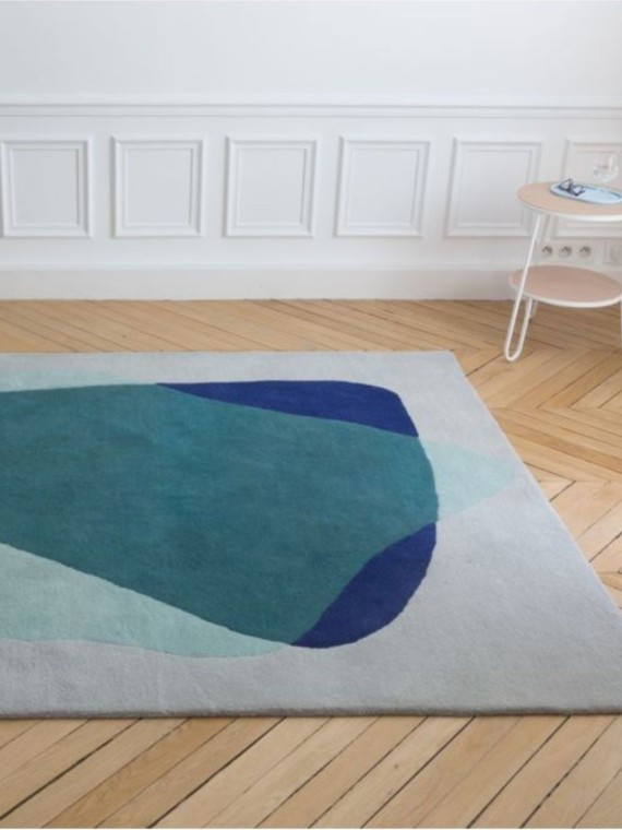 Tapis en laine vert et bleu, Serge Hartô