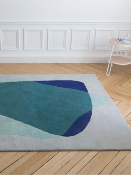 Tapis en laine vert et bleu, Serge Hartô