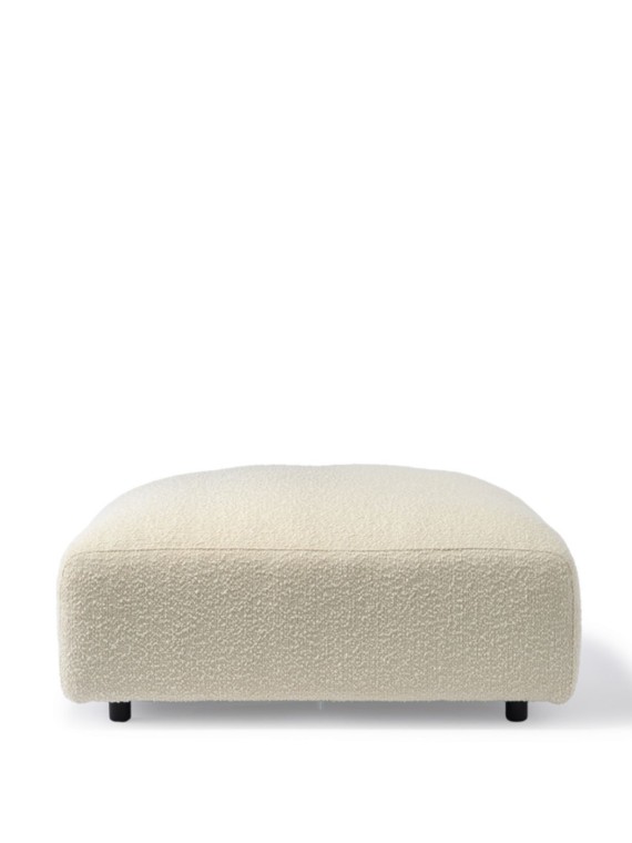 Pouf côté droit en tissu blanc bouclette, Module Boucle Pols Potten
