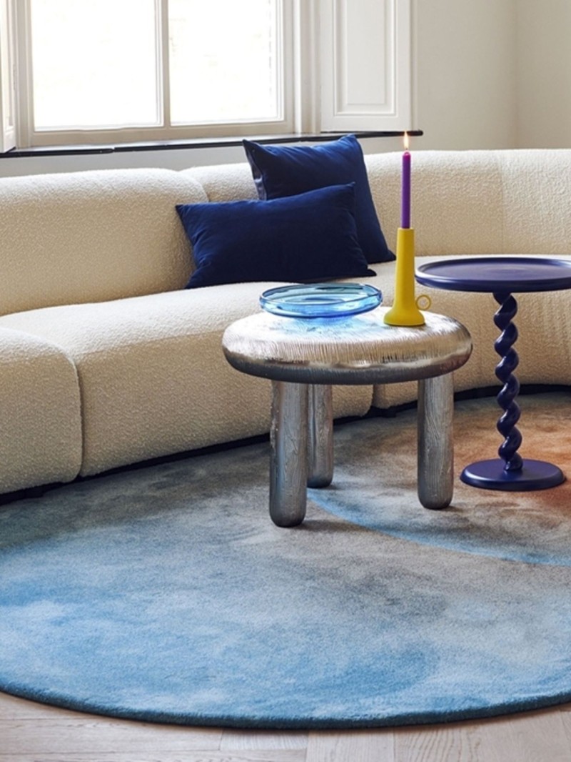 Canapé droit en tissu blanc bouclette, Module Boucle Pols Potten