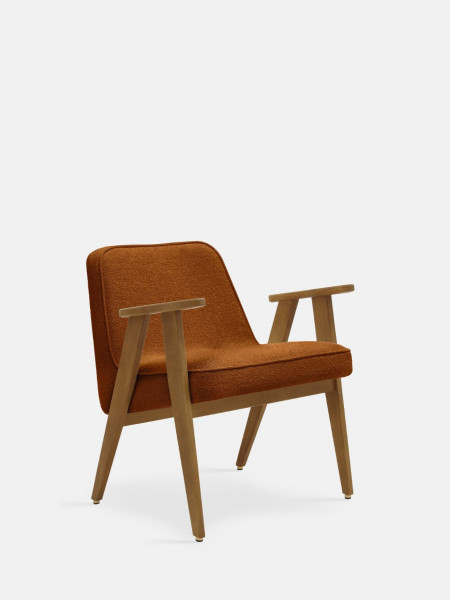 366 Concept Armchair in solid oak and Sierra Boucle Fabric