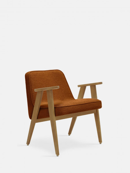 Fauteuil 366 Concept en chêne massif et tissu bouclette sierra
