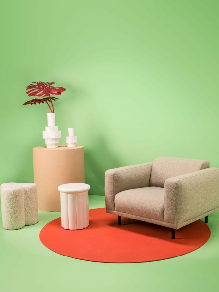 Beige Lounge Chair in boucle Fabric Teddy Pols Potten