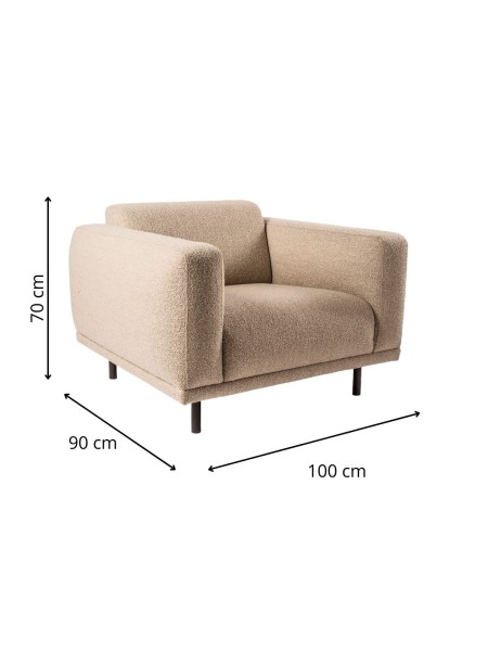 Beige Lounge Chair in boucle Fabric Teddy Pols Potten