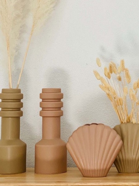 Objet Vase Coki en céramique coquillage beige et nude