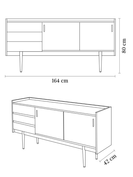 Large oak sideboard 1050 with 3 drawers, 366 Concept | MBS DESIGN