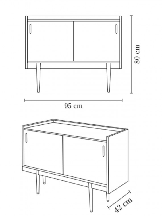 366 concept Petite enfilade Série 1050 en chêne 2 étagères